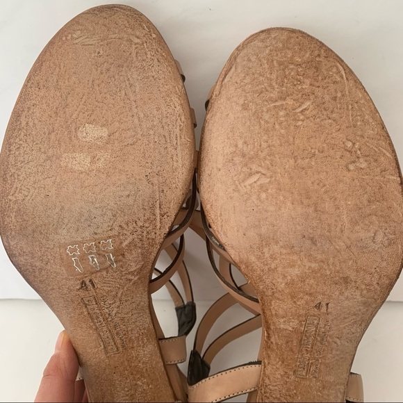 New ALBERTO FERMANI Strappy Block Heel Sandals Leather Tan Made In Italy - Picture 4 of 16